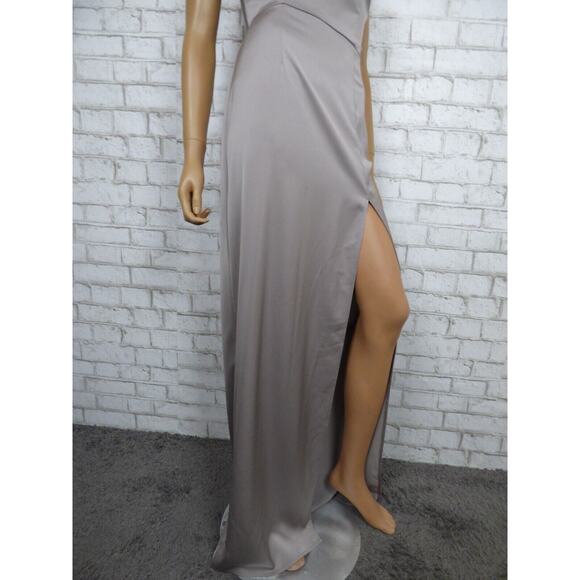 $248 Lovers + Friends Dark Grey Draped Back Sheyla Satin Gown Small NEW - Picture 9 of 16